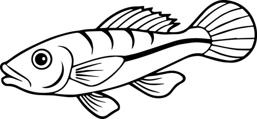 Blenny fish outline vector illustration line art