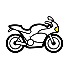 Line art motorcycle icon on a transparent background for travel concept