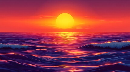 Obraz premium The scene features an abstract orange and pastel sky with sunlight and a landscape