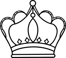Queen crown outline vector illustration royalty symbol line art