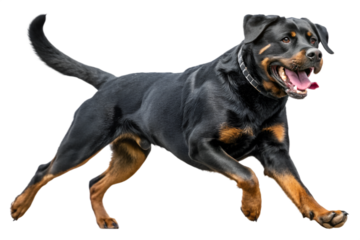 Running Rottweiler isolated photograph