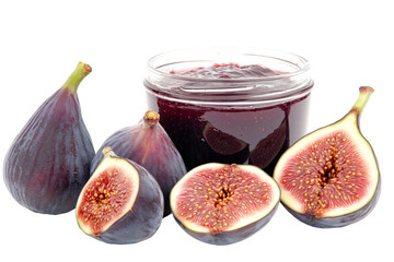 a jar of fig jam and fruit