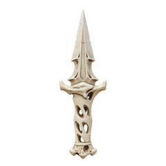 Bone dagger with hollow carved hilt isolated