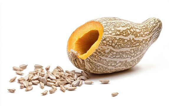 Peeled gourd with seeds, isolated - Powered by Adobe