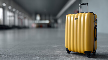 Yellow suitcase with luggage.