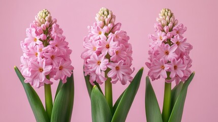 Fototapeta premium The freshness of spring is represented by a full-bloom hyacinth bouquet, which boasts soft hues and delicate petals