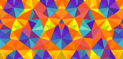 Fototapeta premium Vibrant multicolored triangle geometric pattern, seamless repeat, fashion, colorful background