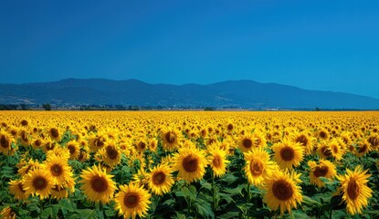 Sunflowers blanket a vast field