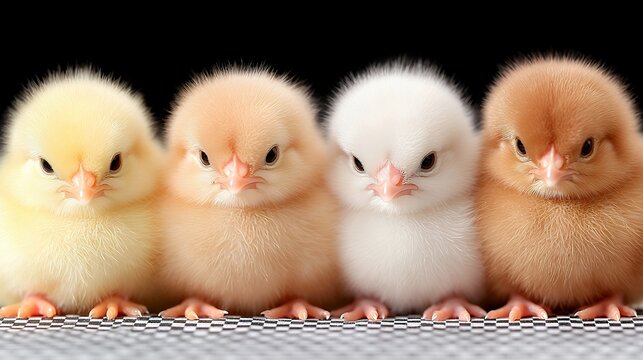 Four Colorful Chicks in a Row