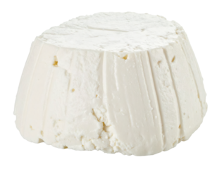 Fresh ricotta cheese portion isolated on transparent background