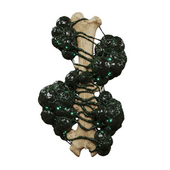 Bone wrapped with glowing black tumor clusters