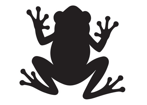 frog silhouette vector logo icon illustration design, frog logo icon silhouette, black silhouette of a frog, tree frog silhouette vector isolated on white background                  