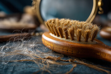 Wooden-handled brush on table.