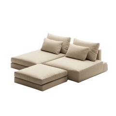 Obraz premium Modern Minimalist Beige Sofa with Cushions for Contemporary Living