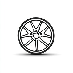 Fototapeta premium Simple black outline of a car wheel