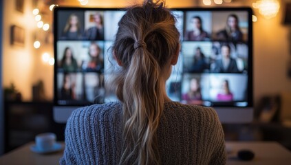 Woman participating in a virtual meeting