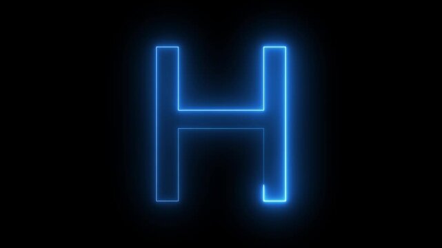 Animated neon letter H. Letter concept. H text icon animation by glowing neon.