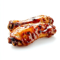 Two glazed chicken drumsticks, glistening with a rich, caramelized sauce, offer a taste of savory and sweet