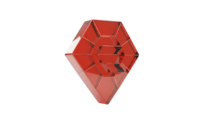 Red Glass Jewel Geometric Design