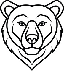 Minimal Line Art Logo of a Bear Head