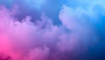Fototapeta premium Enigmatic swirling mist. Ethereal color haze. Flowing paint fusion. Ominous tempest sky. Indigo violet luminous fog cloud ripple abstract art backdrop with open space., angled photoshot. with white 