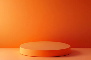 Minimalist bright orange podium, showcasing product or presentation platform backdrop