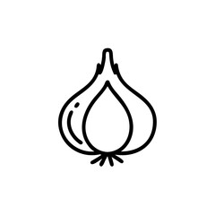Line drawing of a single onion in minimalist style  