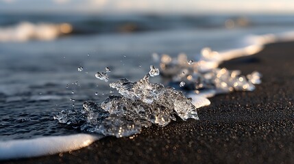 arched translucent ice layers glowing over clear surface