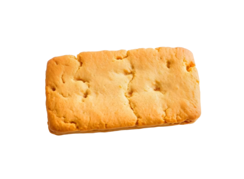 Golden rectangle cracker biscuit or cookies in PNG transparent background, clip art bakery food