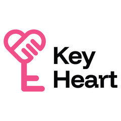 key heart flat minimalist logo design