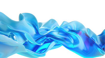 Abstract Fluid Waves of Blue and Aqua with Smooth Transitions and Transparent Background