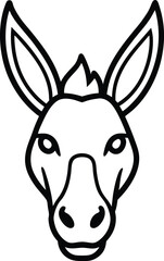 Minimal Line Art Logo of a Donkey Head