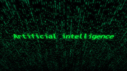 Obraz premium Artificial intelligence text typing on display screen