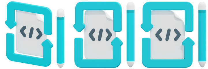 Set of Abstract 3D Render of Document Editing Process Icons 3d Render Icon Illustration