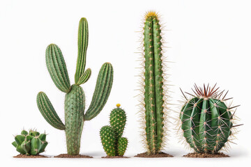 Set of cactus real plants isolated on white background 2 