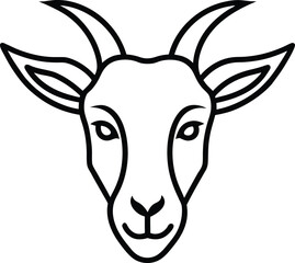 Minimal Line Art Logo of a Goat Head