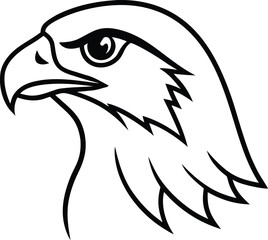 Minimal Line Art Logo of a Hawk Head