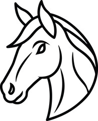 Minimal Line Art Logo of a Horse Head