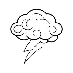 Lightning Storm Outline Line Art Vector