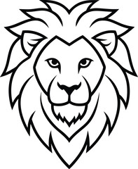 Minimal Line Art Logo of a Lion Head