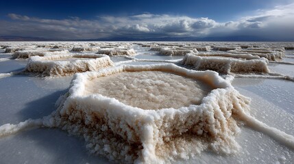 intense sunlight on white salt tile patterns