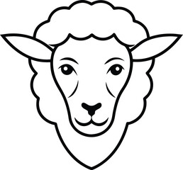 Minimal Line Art Logo of a Sheep Head