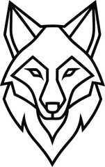 Minimal Line Art Logo of a Wolf Head