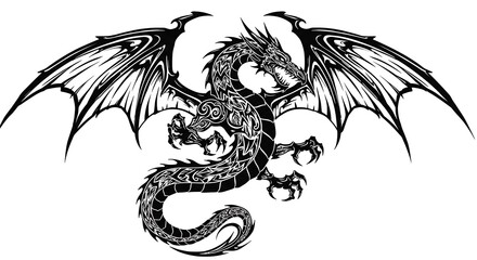Fototapeta premium Celestial Dragon: Ink & Bone