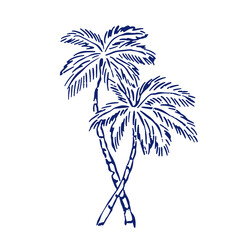 Hand drawn summer illustration set. Italian dolce vita. Minimalist line art. Palm tree, lemon, cocktails sun and sea, seashells in doodle sketch style. Drawing ink. Concept vacation ocean and travel