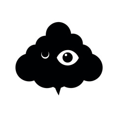 Fototapeta premium Whimsigoth Cloud Eye Black Silhouette Vector