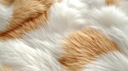 Close-up of fluffy, cream-and-white fur texture