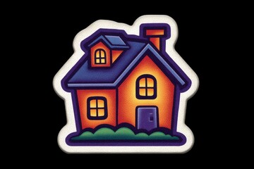 Fototapeta premium Whimsical depiction of a charming house illustration showcasing bright orange shades and playful design elements creating a cozy inviting atmosphere full of warmth and artistic expression