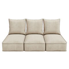 Obraz premium Modern Beige Sofa with Soft Cushions for Cozy Living Spaces