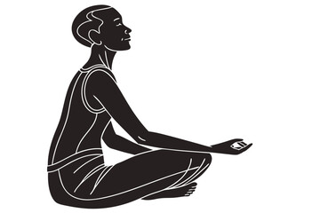 Lotus Pose Yoga Silhouette Vector Meditation and Spiritual Balance Illustration